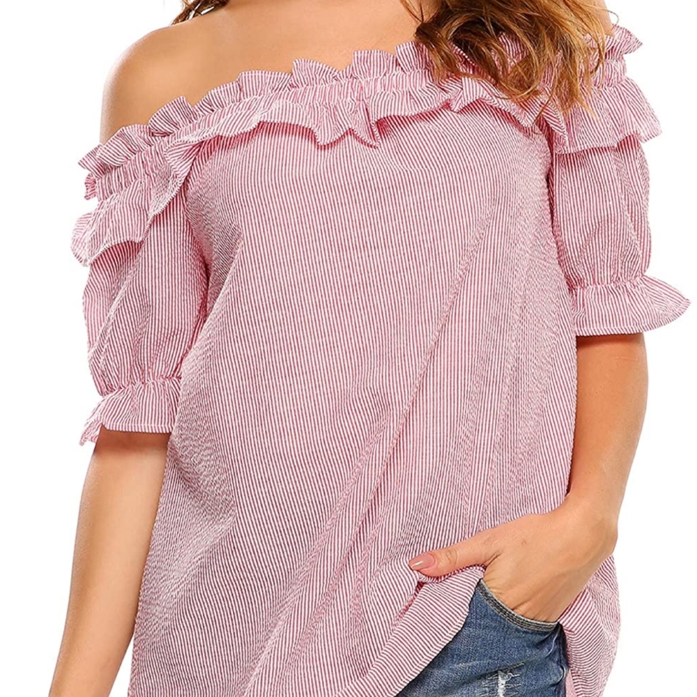 Women's off shoulder peasant blouse / boho shirt